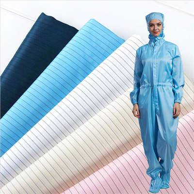 ESD Stripe Pongee Garment Cleanroom Workwear Garment Stripe Grid Surgical Gown Suit Anti-Static Polyester Dustproof Cloth Antistatic Stripe Pongee Fabric