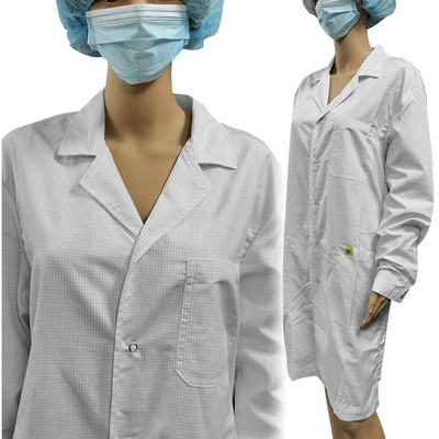 4mm Grid Supplier Professional Dustproof White Color ESD Antistatic Shirt For Cleanroom Garment