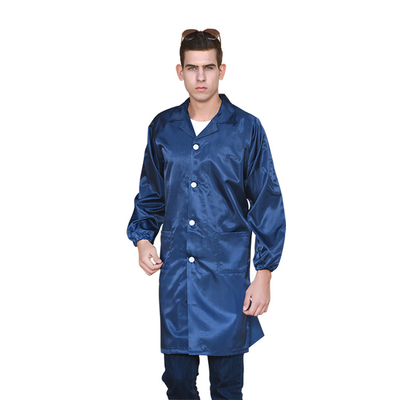 Antistatic Blue Conductive Fiber Safe Working Uniform Cleanroom ESD Clothes Antistatic